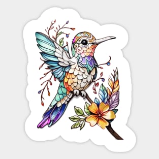HUMMING BIRD FLOWER PATTERN Sticker